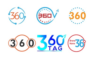 360 Görünüm Logo Tasarım Vektör 6 Şablonu