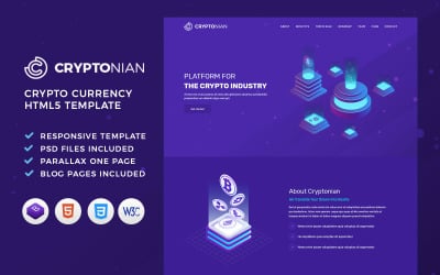 Cryptonian - Modelo HTML de ICO, Bitcoin e criptomoeda