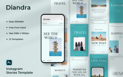 Diandra - шаблон Instagram Stories Traveler Social Media