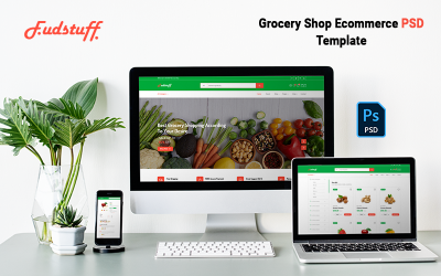 Plantilla PSD de comercio electrónico de tienda de comestibles multipropósito