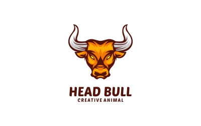 Head Bull Einfaches Maskottchen-Logo