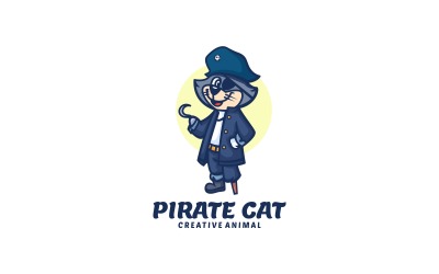 Pirate Cat Cartoon Logo Style