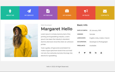 Hello - Шаблон целевой страницы личного портфолио