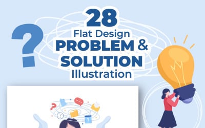 28 Illustrazione design piatto problema e soluzione