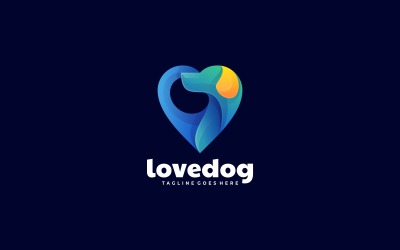 Aşk Köpek Gradyan Renkli Logo