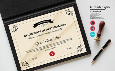 Modello di certificato di apprezzamento stampabile