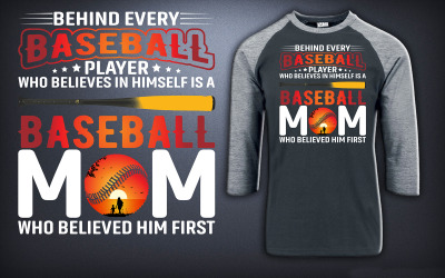 Achter elk T-shirtontwerp van een honkbalspeler