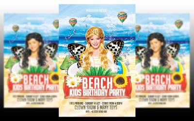 Beach Kids Birthday Party Flyer