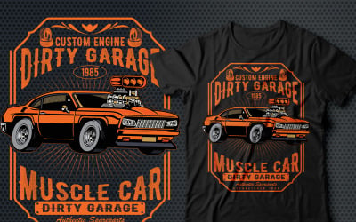 Design de camiseta personalizada da garagem suja do motor