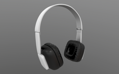 Modelo 3D de fone de ouvido preto-branco