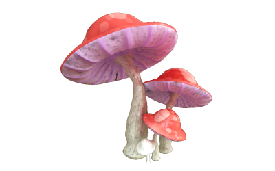 Modelo 3D do mundo da planta de cogumelos