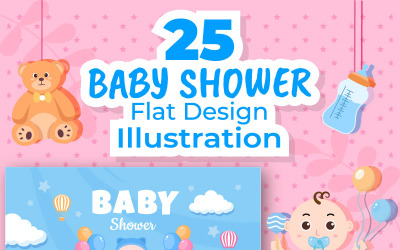 25 Babyparty Little Boy oder Girl Illustration