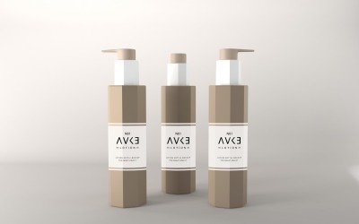 3D-rendering av en brun Lotion Tre flaska isolerad på vit bakgrund