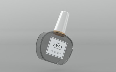 3D-rendering av en dekorativ nagellacksflaska isolerad på grå bakgrundsplatta
