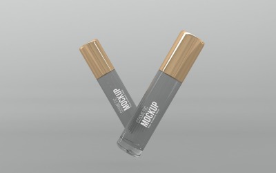 3D-rendering av en rulle Kosmetiska flaskor mockup isolerad på en grå bakgrund
