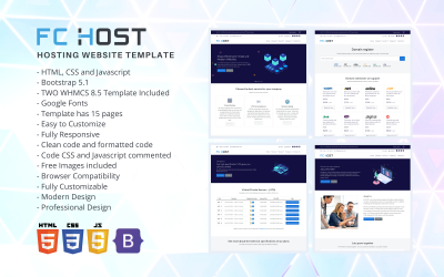FCHOST — HTML-шаблон веб-сайта для хостинга и шаблон WHMCS