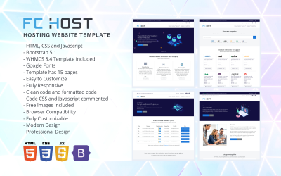 FCHOST - Szablon witryny hostingowej HTML i szablon WHMCS