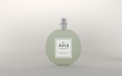 Rendu 3D d&amp;#39;un flacon de parfum transparent isolé sur fond gris