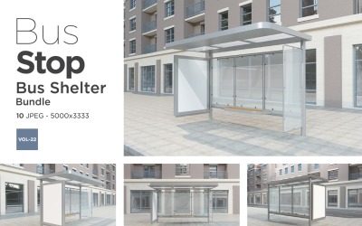 Bus Stop Bus Shelter Mockup Vol- 22