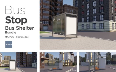 Bus Stop Bus Shelter Mockup Vol- 25