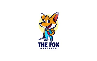 Logo de dessin animé de jardinier renard