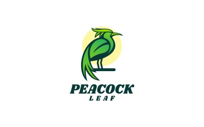 Pfau-Blatt-einfaches Maskottchen-Logo