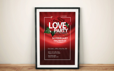 Valentinstag Party Flyer Unternehmensidentität Vorlage