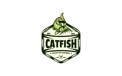 Yayın Balığı Vintage Logo Tarzı