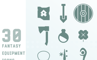 Fantasy-Ausrüstung Glyphen-Iconset