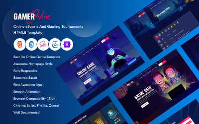 Gamer – HTML šablona online eSportů a herních turnajů