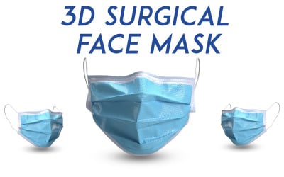 High Poly 3D model chirurgicznej maski na twarz