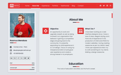 MyData - Önéletrajz és Resume Joomla 4, 5 és 6 sablon