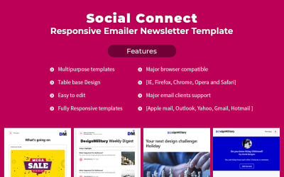 Social Connect - Modèle de newsletter par e-mail réactif