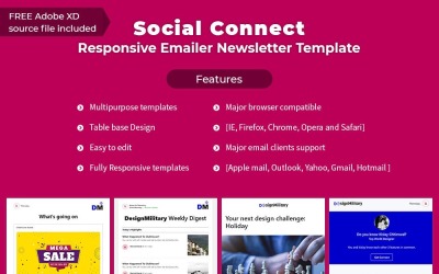 Social Connect - Modelo de boletim informativo por e-mail responsivo