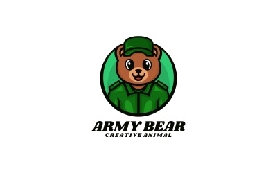 Army Bear tecknad logotyp stil