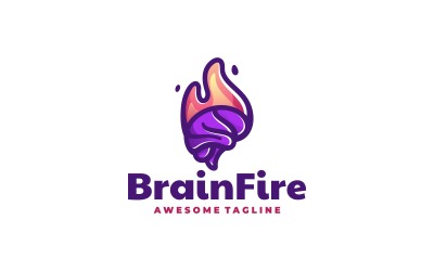 Brain Fire Einfache Logo-Vorlage