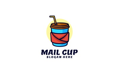 Estilo de logotipo simple de taza de correo