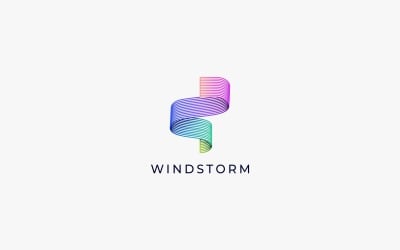 Logotipo de gradiente de linha de tempestade de vento