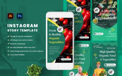 Comida saludable - Plantilla de redes sociales para historias de Instagram vol.02