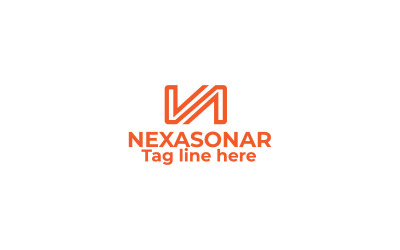 Modello di progettazione del logo della lettera minimalista di Nexasonar N