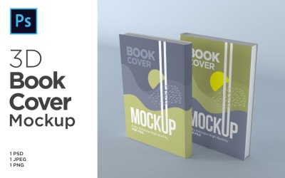 İki Kitap Kapaklı PSD Mockup 3d Render Şablonu