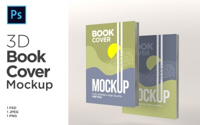 Modello di illustrazione di rendering 3d PSD di mockup di copertina di due libri