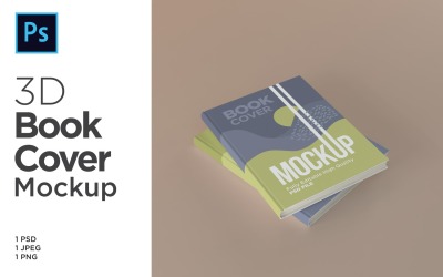 İki Kitap Kapağı Mockup 3d Render Çizim Şablonu