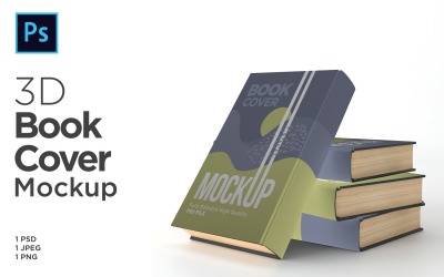 Modèle d'illustration de rendu 3d de maquette de couverture de trois livres de rendu