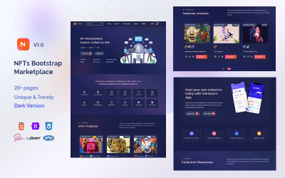 Nuroin - NFTs Marketplace Bootstrap HTML-webbplatsmall