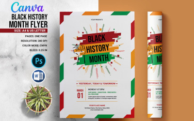 Flyer-Vorlage zum Black History Month, Wod, PSD und Canva