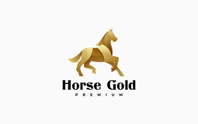 Stile del logo a gradiente d&amp;#39;oro del cavallo