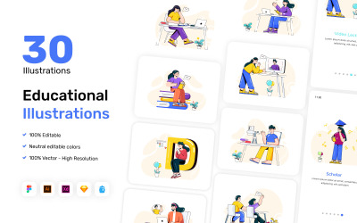 30 pedagogiska illustrationer - karaktärsvektorer