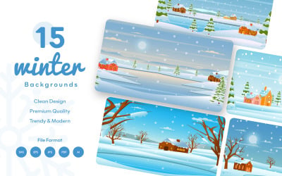 15 Winter Illustrations – Backgrounds