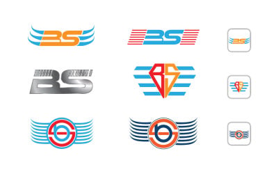 B S Logo Design Vector Template One in Six